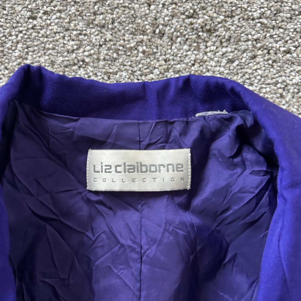 Liz Claiborne Blazer Jacket Womens L Purple Woven Lined Career Workwear Office - Picture 2 of 7